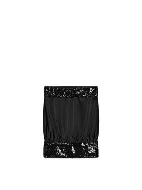 Zara Black Sequin-Trim Strapless Tube Top